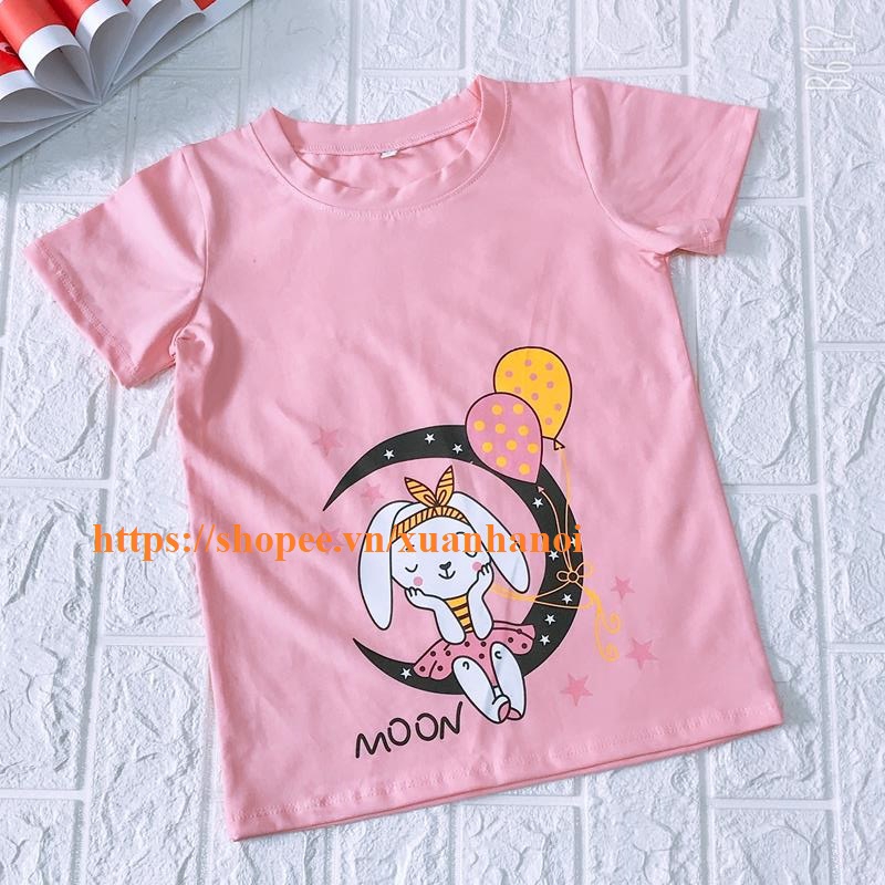 Áo phông bé gái 100% cotton co dãn 4 chiều in 3D bạn thỏ size Nhí XHN239