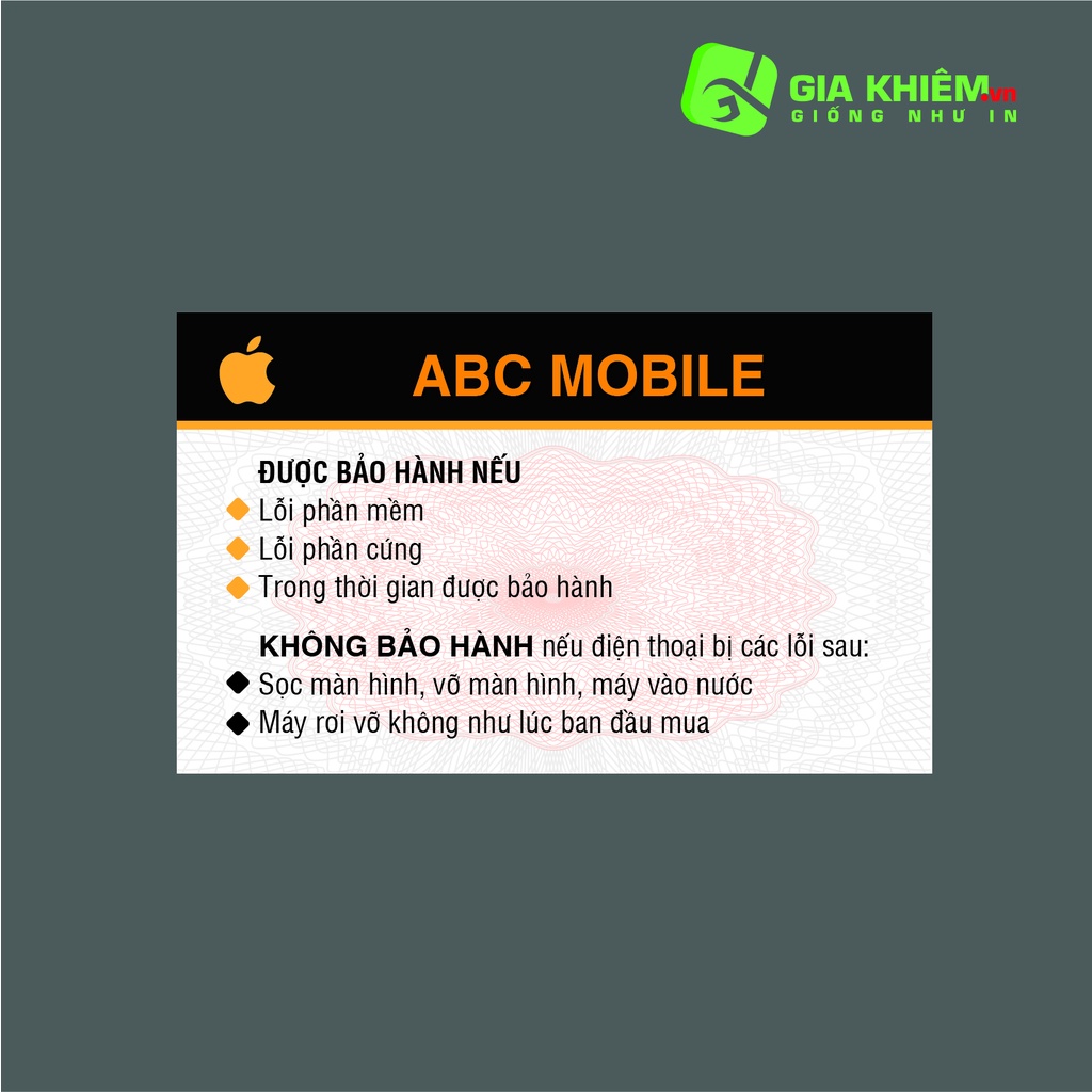 In thẻ bảo hành