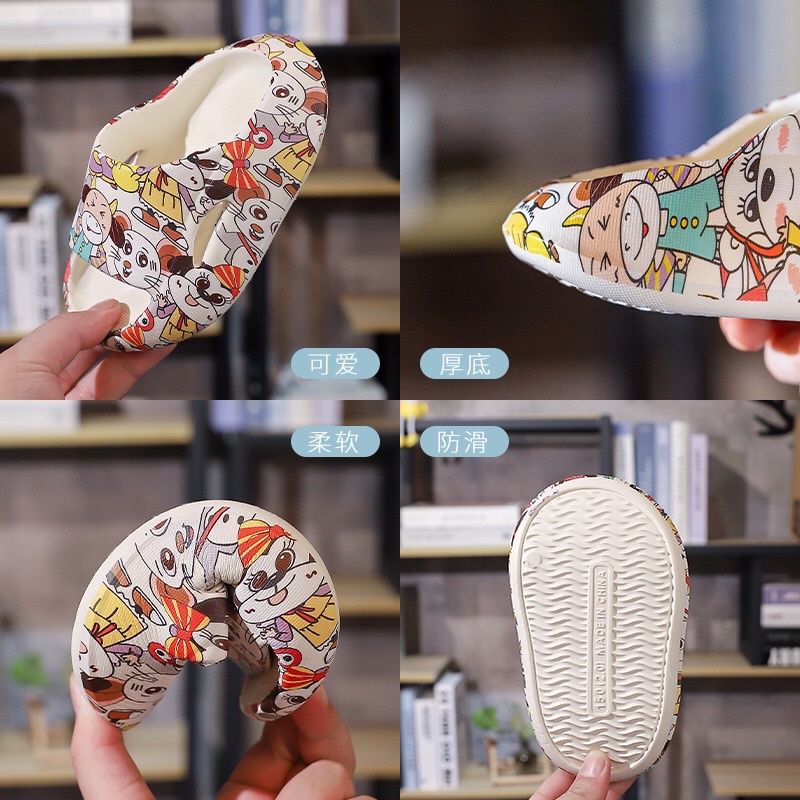 Dép lê quai ngang trẻ em hoạ tiết Khỉ + Vịt Duck đế bánh mì mềm êm chống trơn trượt cho bé
