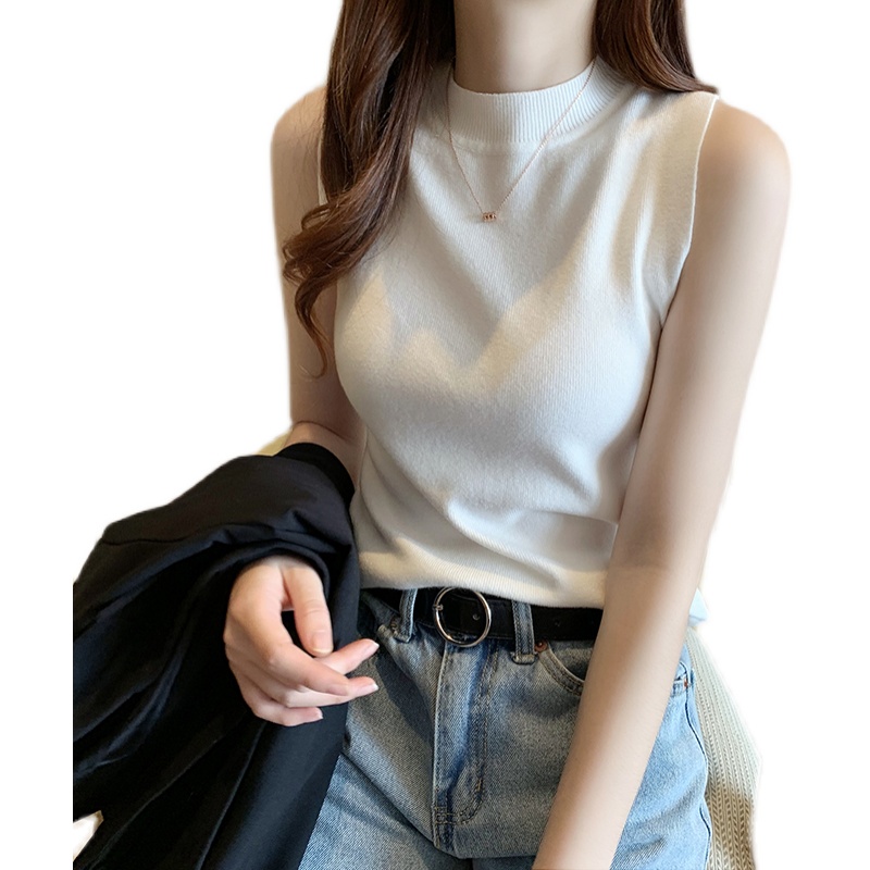 Áo Dệt Kim Sát Nách Cổ Lọ Thời Trang Cho Nữ