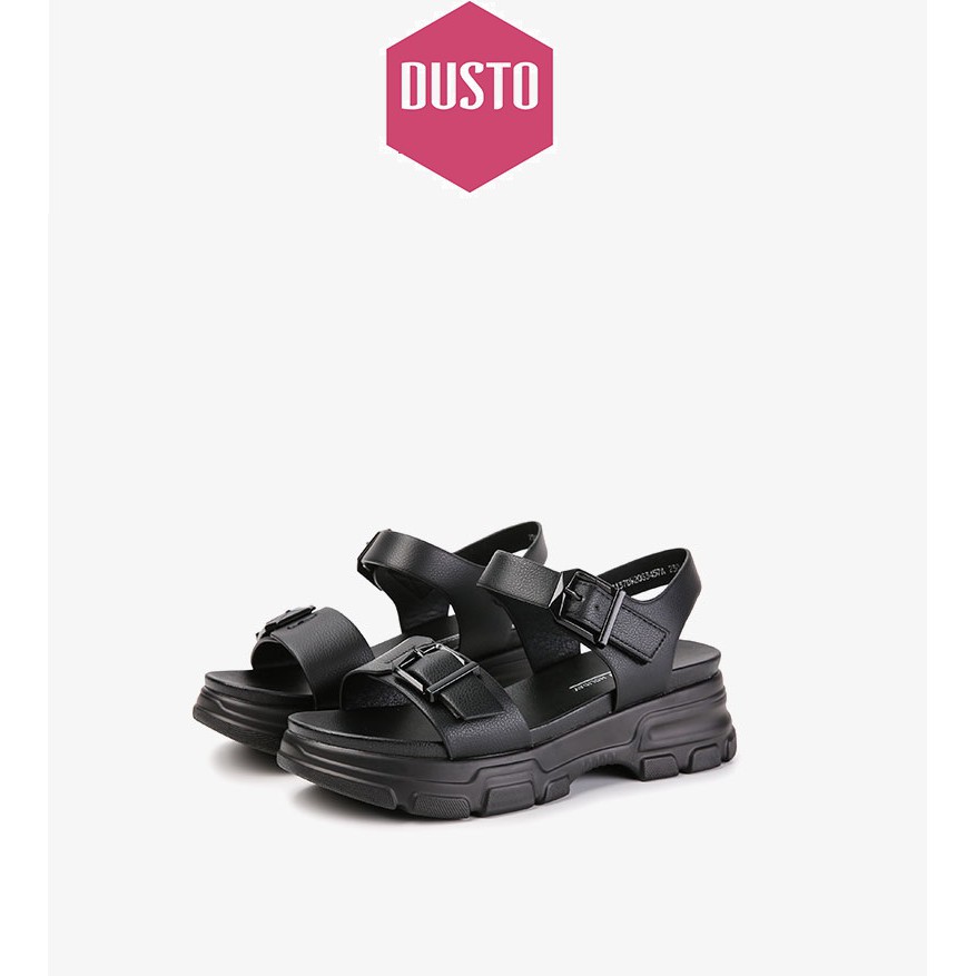 Sandal DUSTO họa tiết cài khuy, quai dán, gót 5.5cm (size 37-235)