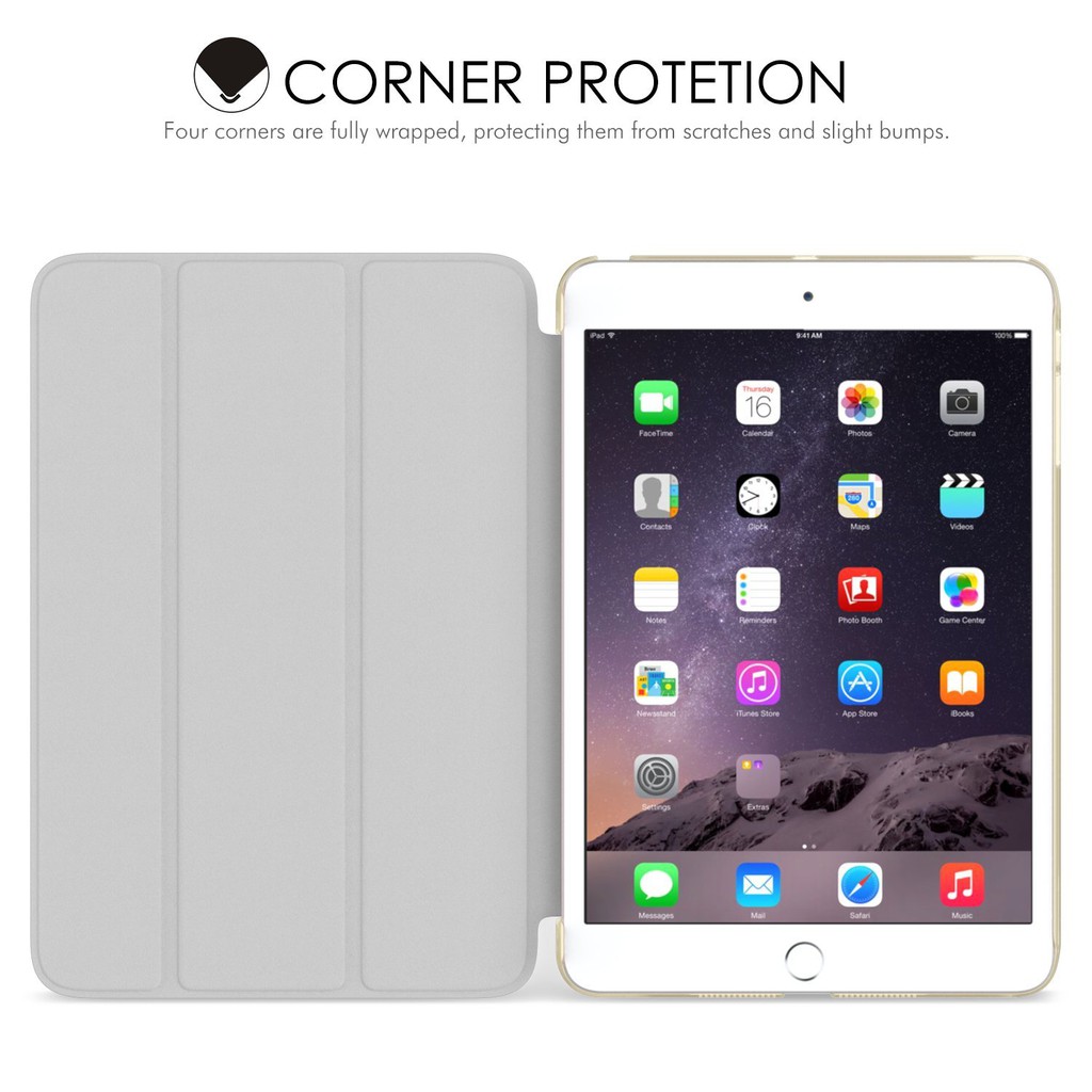 Bao da cho ipad air/ ipad air 2/ ipad mini 123/ ipad mini 4 (vàng gold) tặng bút cảm ứng