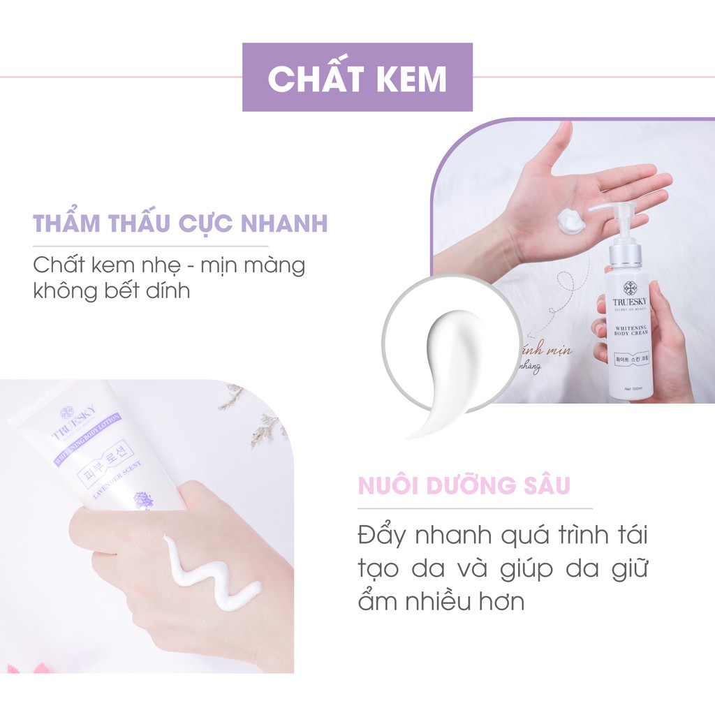Bộ tắm trắng body Truesky hương nước hoa Pháp gồm 1 chai ủ trắng 100ml & 1 chai dưỡng trắng Lavender 100ml | BigBuy360 - bigbuy360.vn