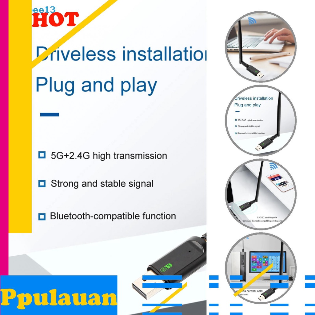 Thiết Bị Kết Nối Mạng Wifi Usb Kép Dễ Sử Dụng Cho Máy Tính Bàn