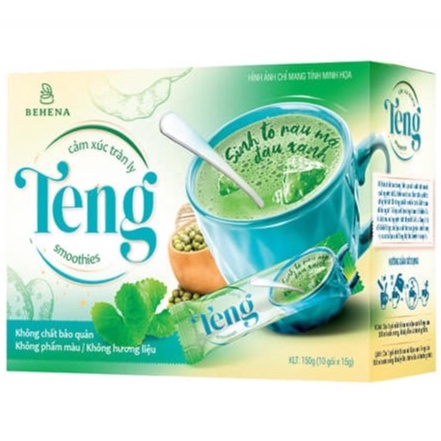 Bột Rau Má Đậu Xanh Teng Hộp 150g (10 gói x 15g) - Giúp giảm cân, Thanh lọc cơ thể