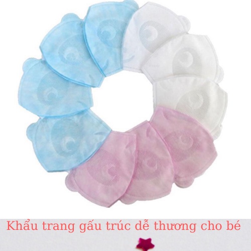 Khẩu trang 3D Gấu Panda 3Q kháng khuẩn cho bé 2-12 tuổi màu Xanh – Trắng