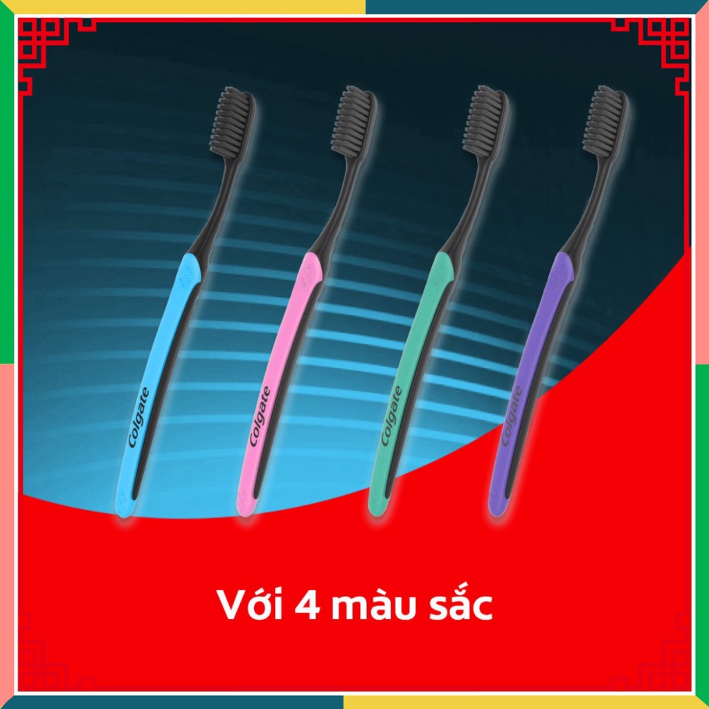 Bàn chải đánh răng Colgate than hoạt tính diệt khuẩn SlimSoft Charcoal mềm mảnh