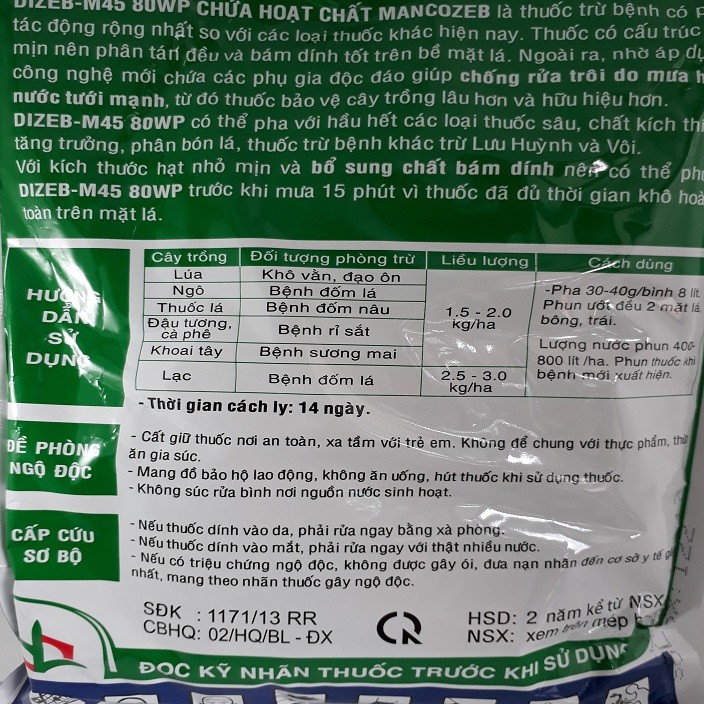 Thuốc trừ nấm bệnh DIZEB - M45 80WP 1kg