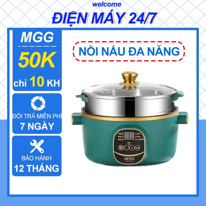 Nồi Nấu Đa Năng Mini 24cm 2,4L Chống Dính, 6 Chế Độ, Chiên, Xào, Hấp, Nấu Cơm, Nấu Lẩu, Kèm Giá Hấp INOX Tiện Dụng