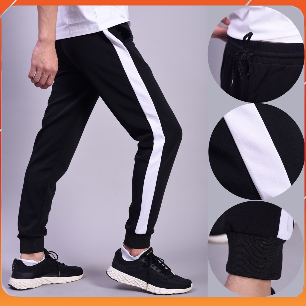 Quần Jogger Nam 1 Sọc Trắng, Ống Bo Chun Phong Cách Thể Thao 211