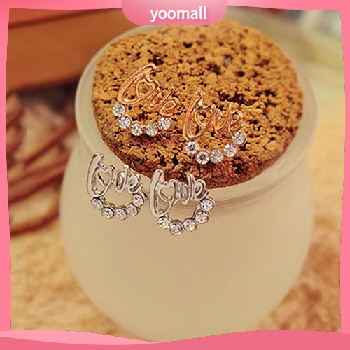 Đôi khuyên tai chữ Love đính đá thanh lịch cho nữ