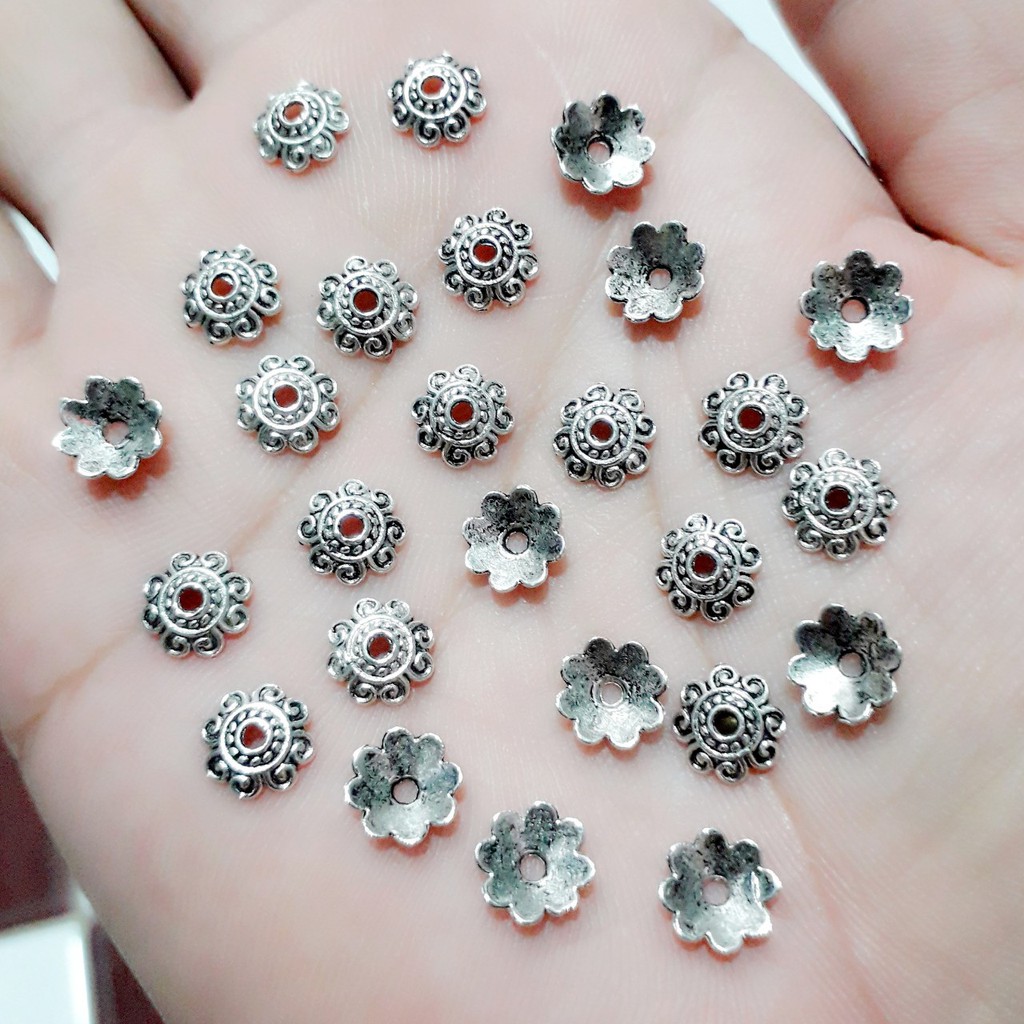 Charm bạc cổ " chụp hạt 6mm - 8mm - 10mm