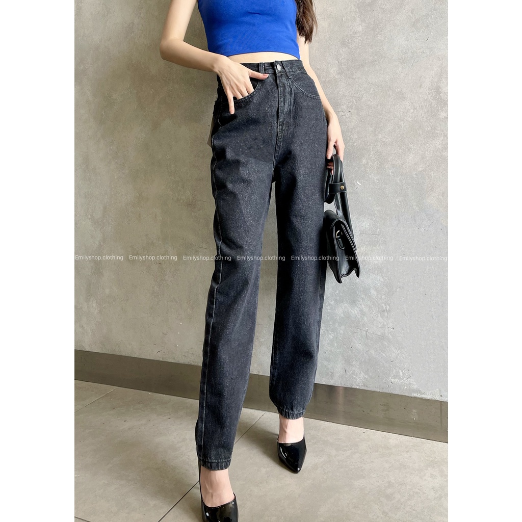Quần jean nữ ống rộng suông lưng cạp cao chất đẹp Emilyshop ulzzang