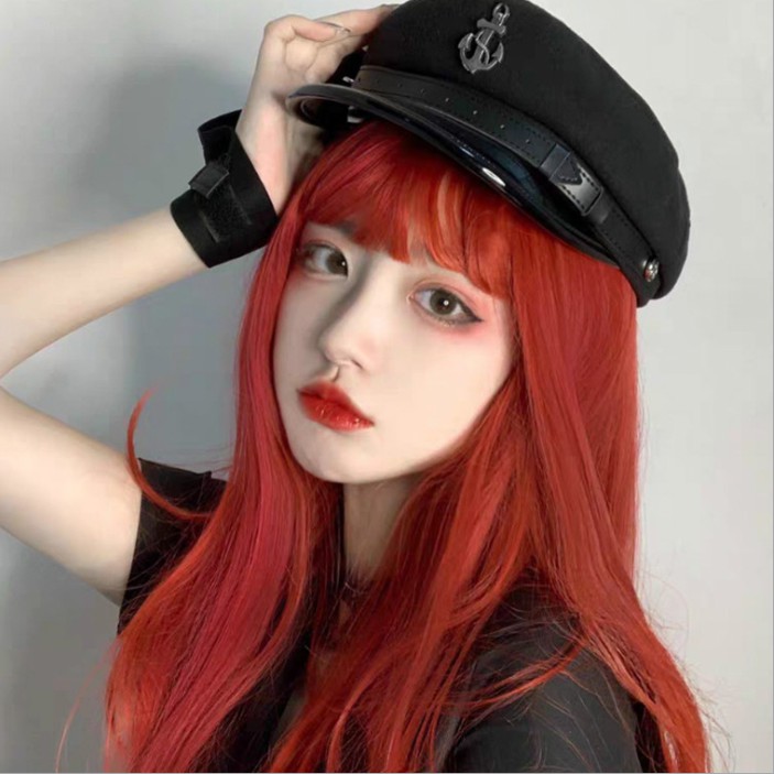 Tóc Giả Thẳng Dài Màu Đỏ Rượu Hóa Trang Lolita Dành Cho Nữ