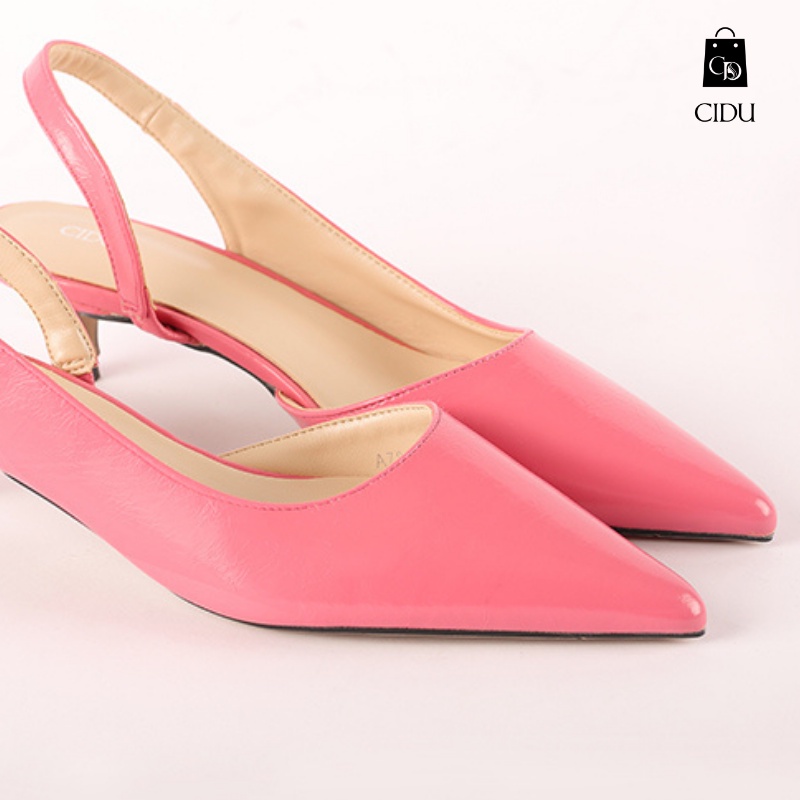 Giày Cao Gót Nữ Da Mịn Chống Trơn Trượt Slingback Ôm Chân Gót Cao 5Cm Dễ Phối Đồ Mặc Quần Mặc Váy Đều Phù Hợp Cidu GN05