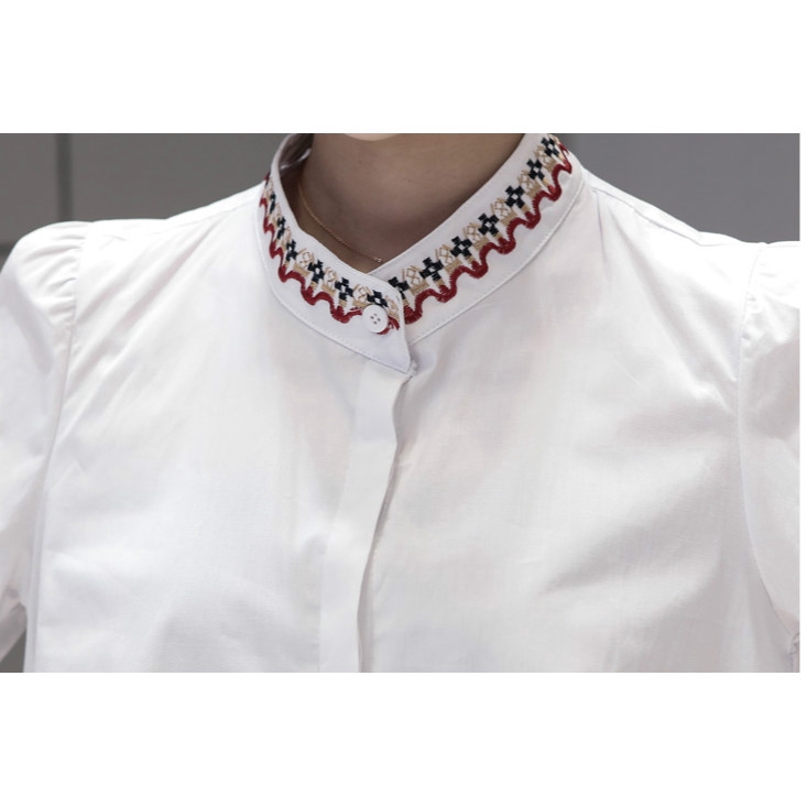 Áo form rộng dài tay thêu họa tiết hoa phong cách Hàn Quốc dành cho nữ