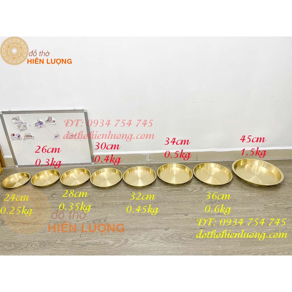 Đĩa đồng trơn đựng hoa quả đáy phẳng thờ cúng