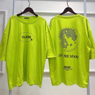 Áo thun tay lỡ click give me xanh dạ nõn chuối unisex basic siêu đẹp
