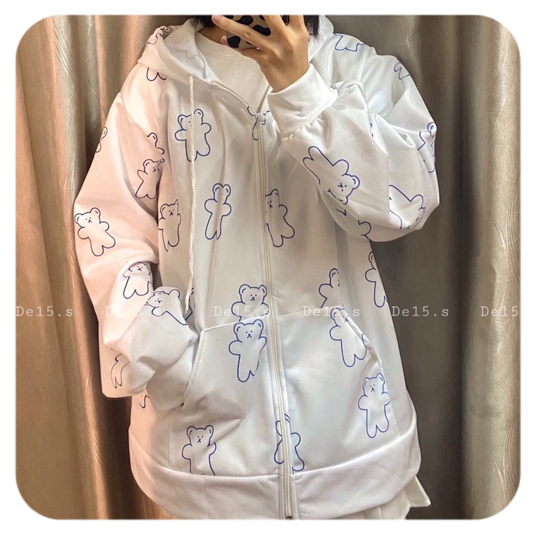 Áo hoodie nam áo khoác nỉ nữ mũ gấu trắng unisex cực xinh Freeship | BigBuy360 - bigbuy360.vn
