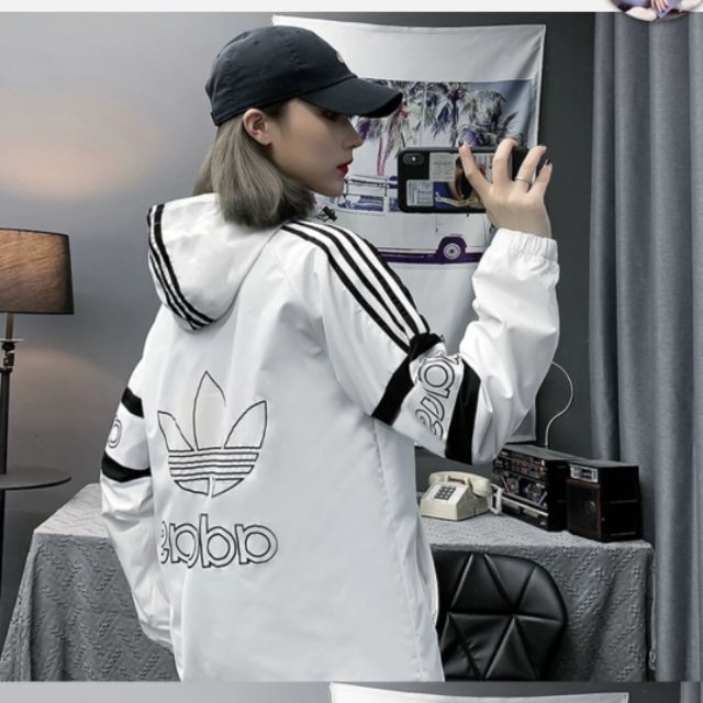 Áo khoác dù nữ in adidas siêu cá tính, unisex form rộng, ulzang, áo đôi_áo khoác size lớn