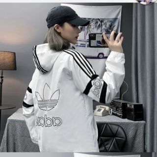 [có size từ 35kg_75kg] áo khoác dù nữ in adidas siêu cá tính, unisex form rộng, ulzang, áo đôi_áo khoác size lớn