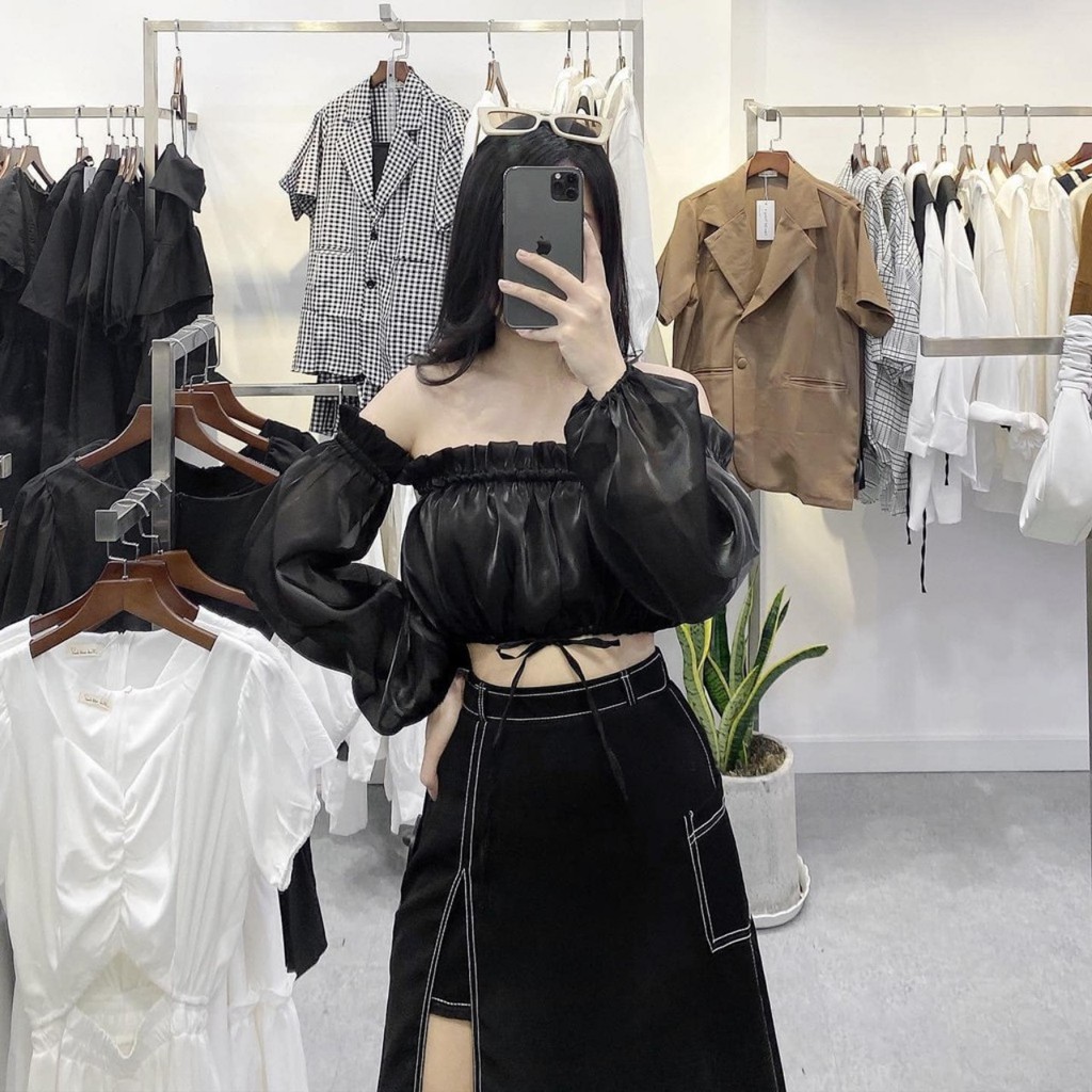 Chân váy xẻ tà trước bigsize midi chữ a ulzzang hàn quốc màu đen AnduShop | BigBuy360 - bigbuy360.vn