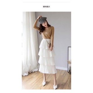 chân váy maxi dài 4 tầng