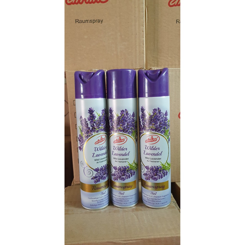 [Hàng Đủ BILL]Xịt thơm phòng Airline 300 ml 6 ( Lavender, Flieder, Magnolie &Kirschblute, Gruner tee, Weiber Orchidee, W