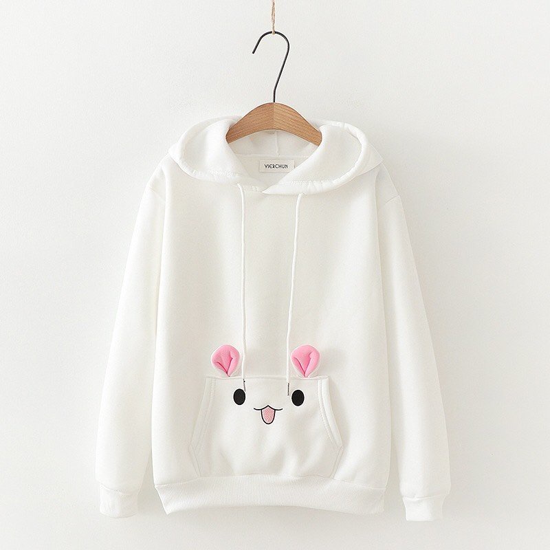Áo Khoác HOODIE THỎ PLE Nam Nữ Chất Vải Nỉ Bông Dày Dặn Ấm Áp