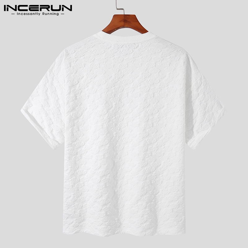 Áo thun INCERUN tay lửng màu trơn in nổi phong cách Nhật Bản sành điệu cho nam