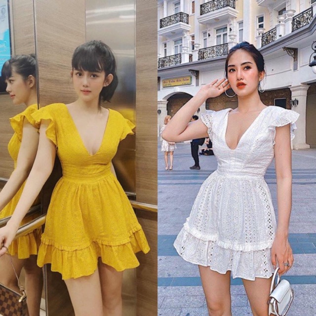 ĐẦM REN XÔ XOÈ CHÂN BÈO TAY CÁNH TIÊN