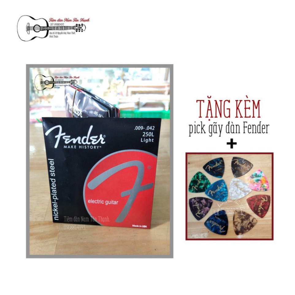 Dây đàn Guitar điện Fender + tặng kèm Pick gãy đàn Fender cao cấp phân phối chính thức