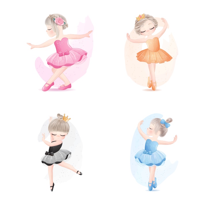 Hình ủi, hình in nhiệt - công chúa Bale xinh đẹp in áo trẻ em