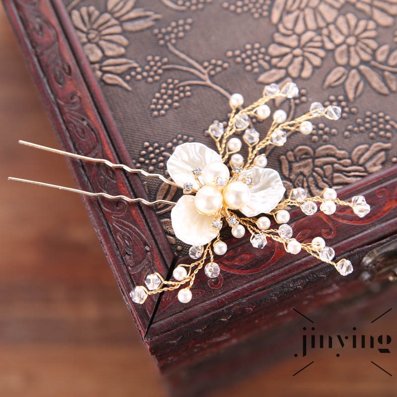 GETNOIVAS Băng đô cài tóc phối hoa thiết kế thanh lịch cho cô dâu