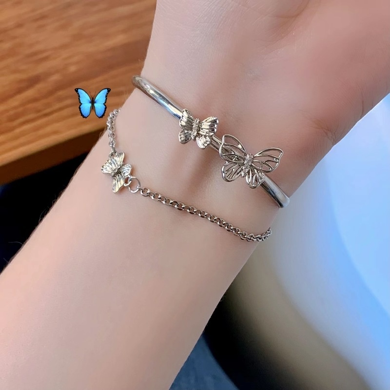 Vòng Đeo Tay Hai Lớp Tua Rua Hình Bướm Thời Trang Thanh Lịch Cho Nữ