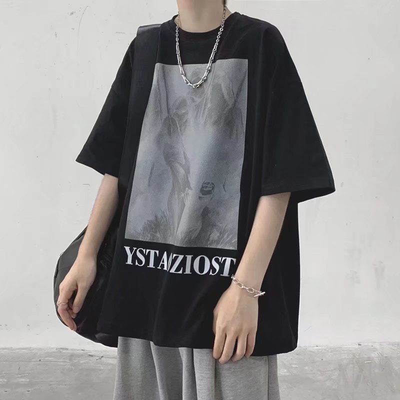 Áo Thun Tay Ngắn Dáng Rộng In Chữ Thời Trang Mùa Hè Cho Nam Và Nữ Size M-8XL