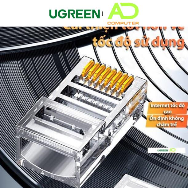 Đầu bấm hạt mạng Cat 6 trong suốt UGREEN NW120