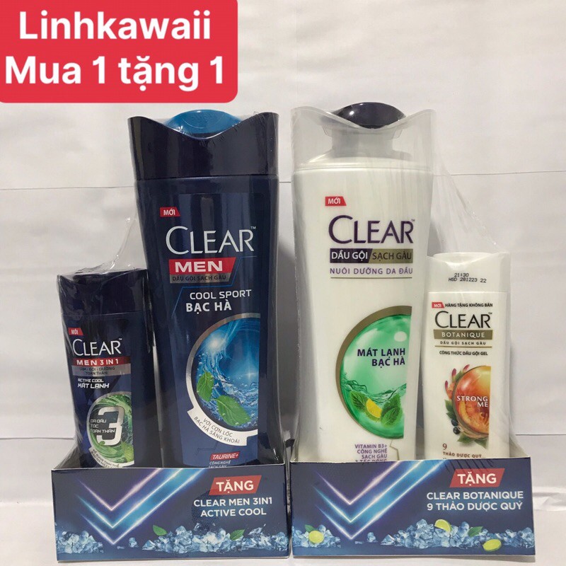 MUA 1 TẶNG 1 Dầu gội sạch gàu Clear 340g tặng 1 chai 70g