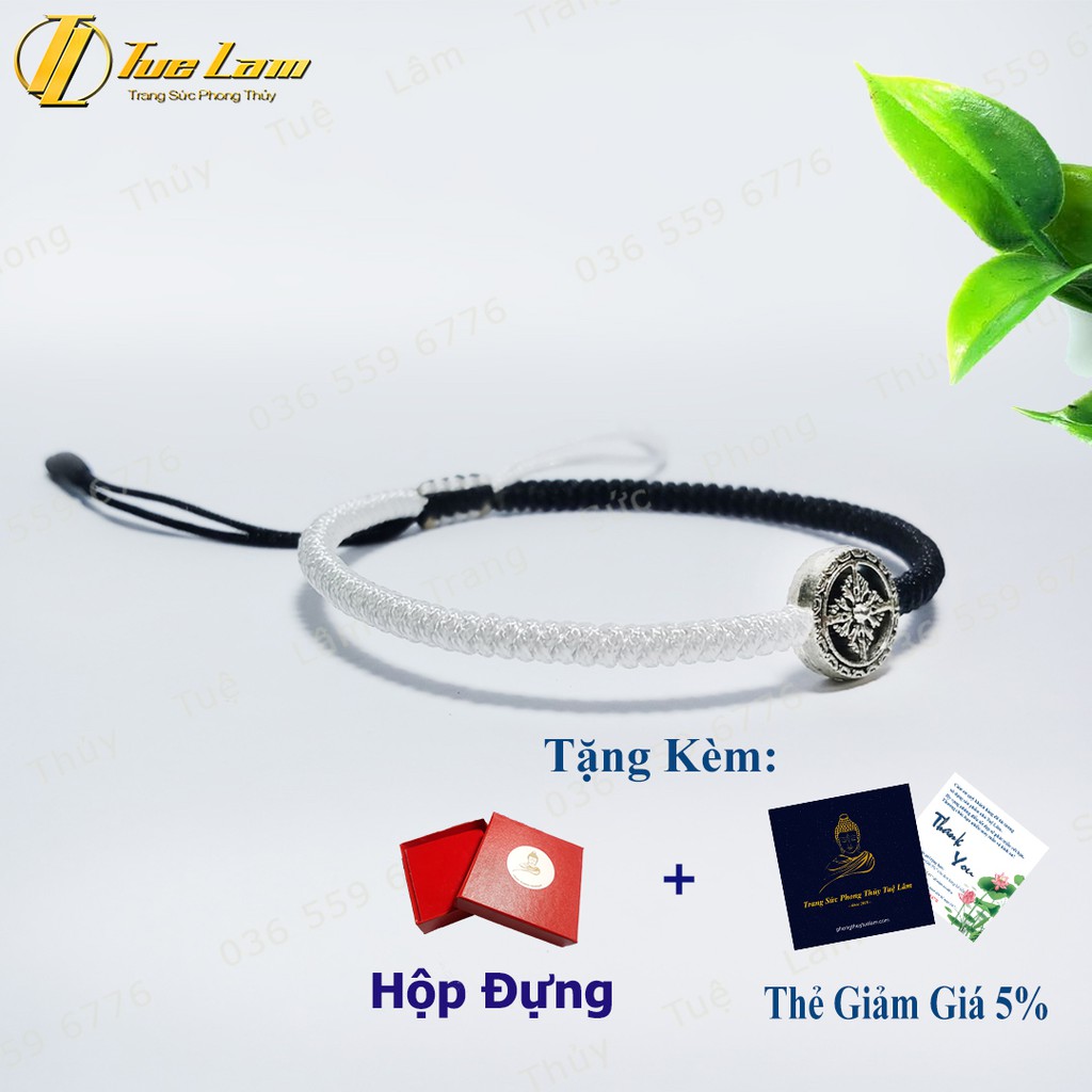 [Handmade] Vòng Chỉ Đen Trắng Tibets Bánh Xe Pháp Luân