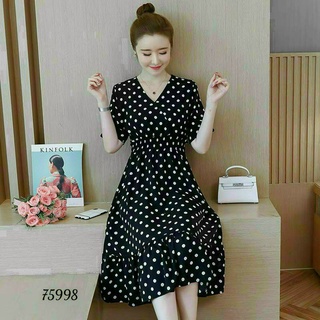 [MẪU ĐẦM HOT] ĐẦM VOAN CHẤM BI DÁNG CHỮ A CAO CẤP MÀU ĐEN ĐỦ SIZE M L XL 2XL - XƯỞNG ĐẦM THÙY DƯƠNG - 75518