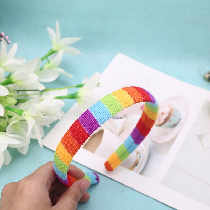 ✿ Băng Đô Cài Tóc Họa Tiết Sọc Cầu Vồng Thời Trang Dễ Thương Cho Nữ