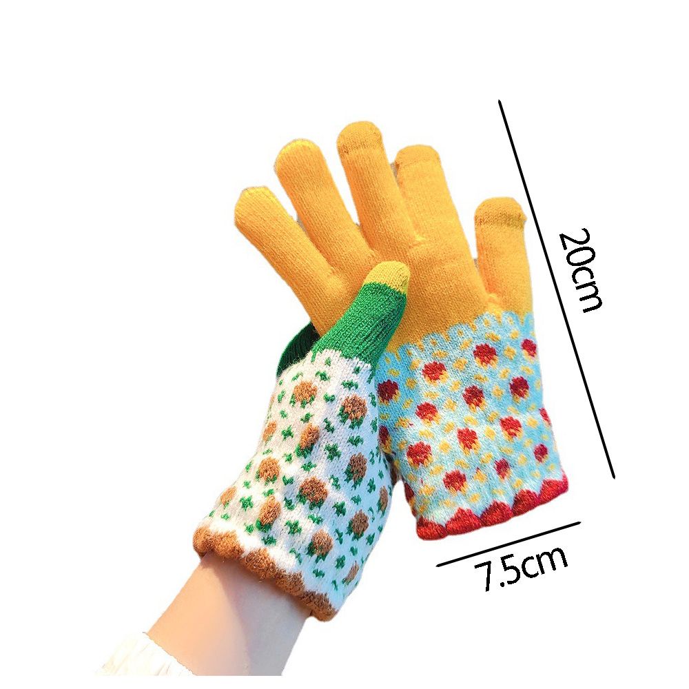 Đôi găng tay trượt tuyết bằng len dệt kim dày dặn co giãn dễ thương có thể dùng màn hình cảm ứng
