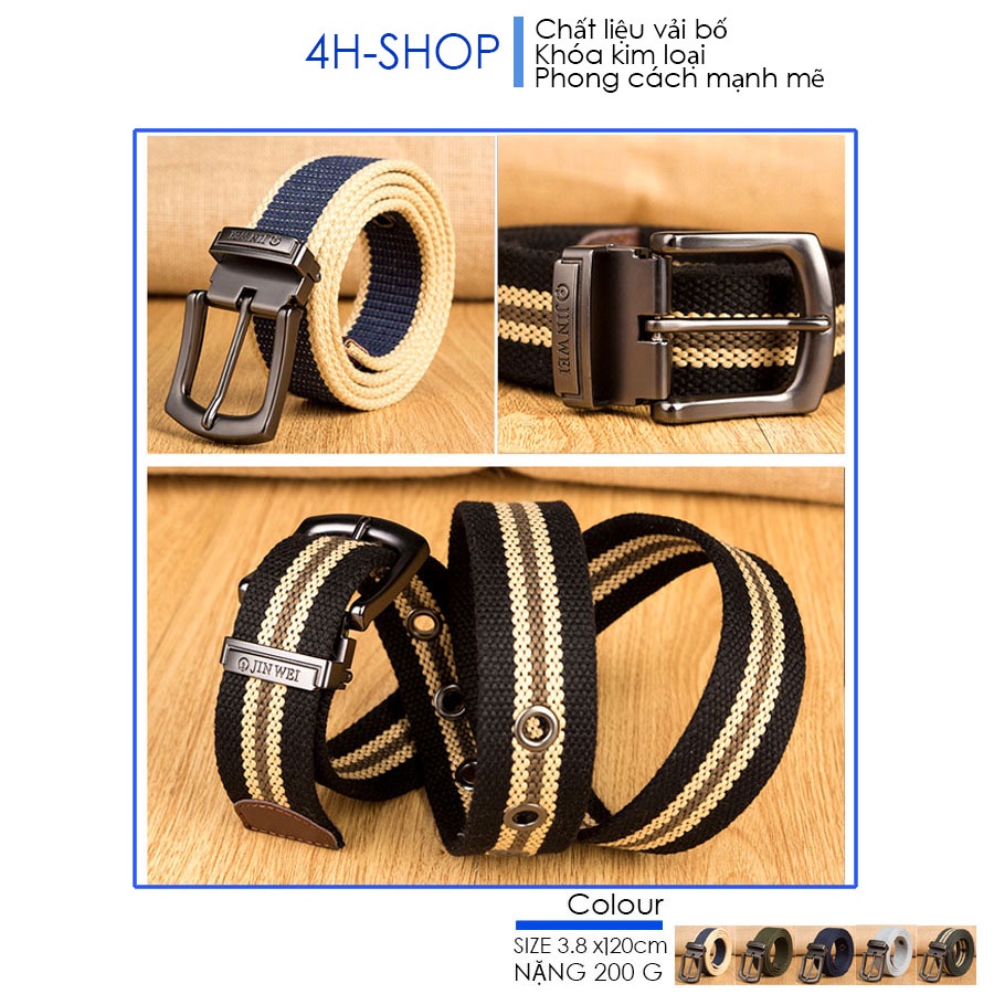 Thắt lưng nam - Chất liệu vải bố canvas-Size 3.5 x 115cm dày 0.4 cm - Khóa kim loại đen bóng mở được - Dây cắt được. bền