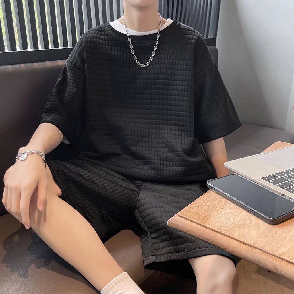 Set Áo Thun Và Quần Short Màu Trơn bộ thể thao nam Phong Cách Hàn Quốc đồ bộ thể thao nữ Đơn Giản Thời Trang đồ bộ thể thao nam