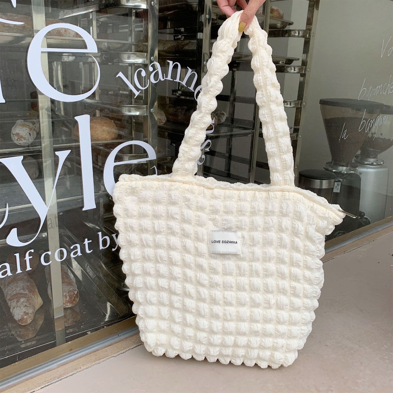 Seng Túi Xách Tote Xếp Ly Cỡ Lớn Sành Điệu Có Khóa Kéo Bong Bóng Cho Ngày Valentine