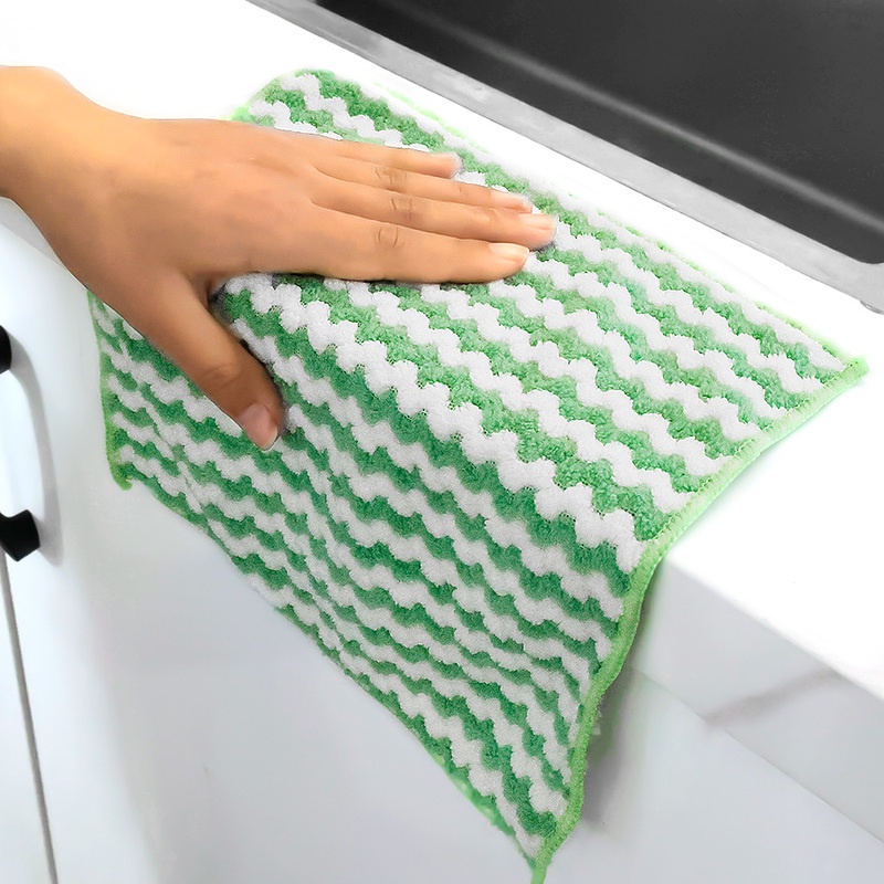 Khăn Lau Bát Đĩa 25*25cm Bằng Sợi Micro Mềm Mại Thoáng Khí Không Xơ Vải Dùng Cho Nhà Bếp
