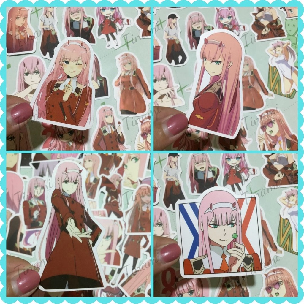 50 Sticker anime manga DARLING in the FRANXX  Zero Two hình dán chống nước trang trí, decor,  làm quà tặng fan hâm mộ