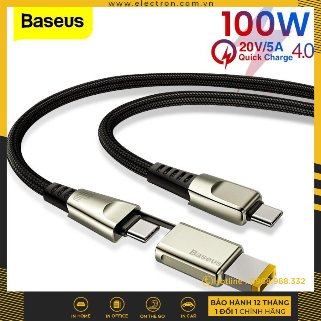 Cáp sạc nhanh Baseus Flash Series 2 in 1 C to C + DC 100W (Fast Charging Data Cable with Round Head for Laptop Charging)