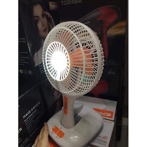 Quạt sạc tích điện ông tây KM-F0166 kiêm đèn led gấp gọn