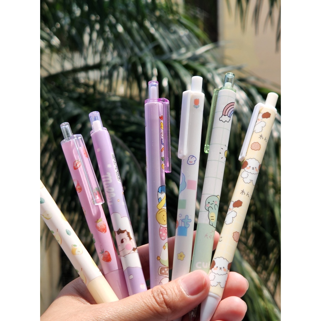 SET 5 BÚT MỰC GEL ĐEN HOẠT HÌNH NGÒI 0.5mm